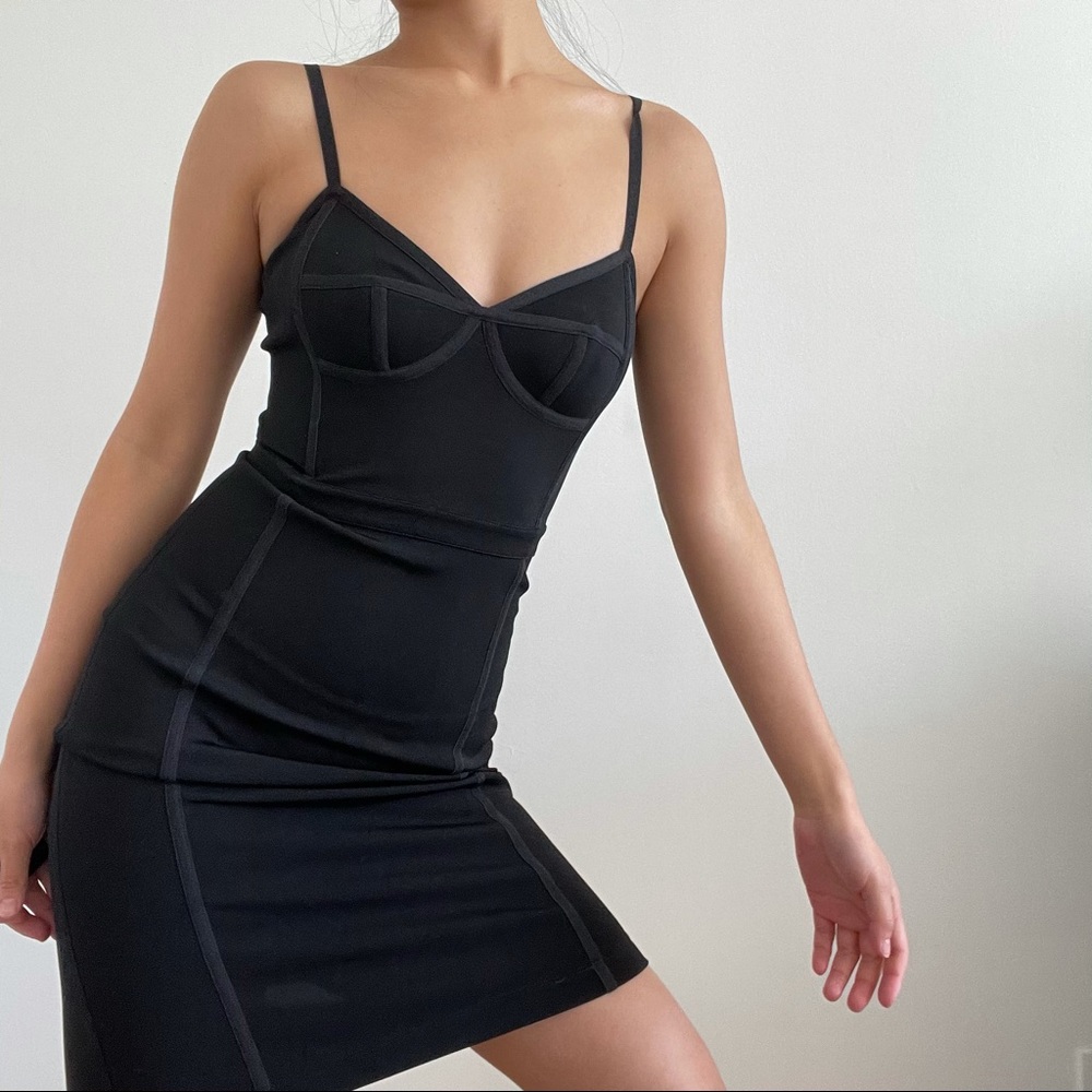 T by Alexander Wang black mini dress corset